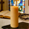 Pure Beeswax Prayer Candles 7 Day Devotional Candles in Glass-1Pack with 120 Hours Long Burn Time, Honey Fragrance Religious Candles Catholic for Memorials, Vigil, Church