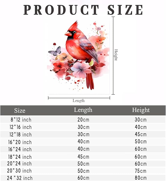 GUAIEUW Red Bird Tie-Dye Flower Diamond Painting Kit for Adults, Full Round Diamond Cardinal Bird 5D Diamond Painting DIY Art Crafts for Winter Home Wall Decor Holiday Gift 12x18 Inch