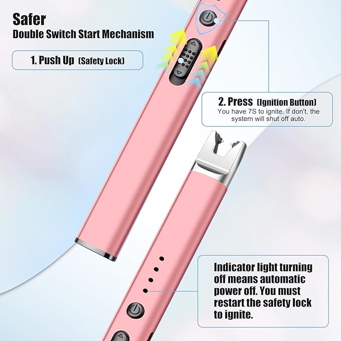 LcFun 3 Pack Candle Lighter Electric USB Rechargeable Plasma Arc Lighter with Safety Lock, Windproof Flameless Long Lighters for Candle, Grill, BBQ, Camping, Gas Stoves (2 Black, Rose Gold)