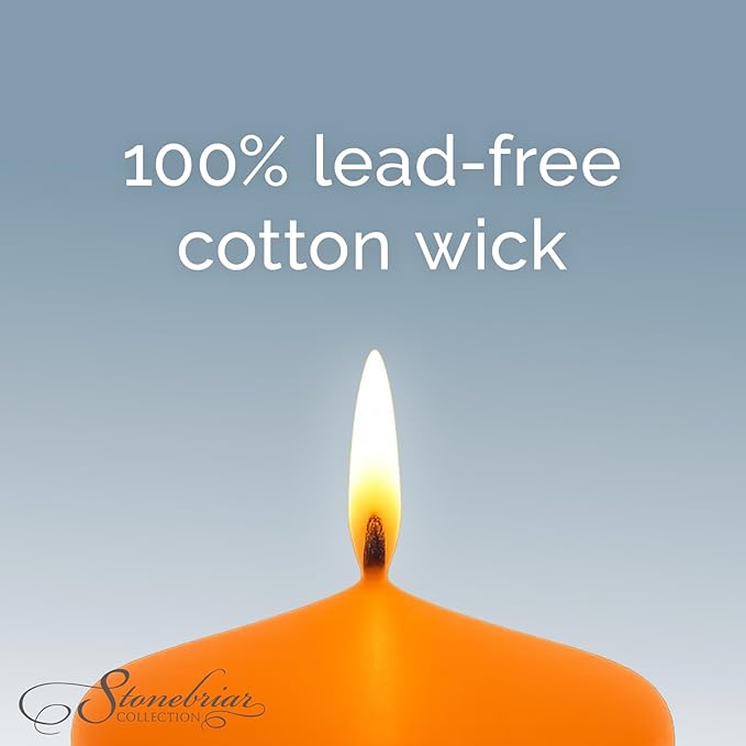 Stonebriar Unscented Pillar Candles – 80 Hour Burn Time, Long-Lasting Wax Candles for Weddings, Holidays, Home Décor & Special Events, Pack of 6, Orange, 3" x 8"