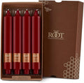 Root Candles Unscented Dinner Candles Premium Beeswax Blend Boxed Candle Set, 9-Inch, Garnet, 4-Count