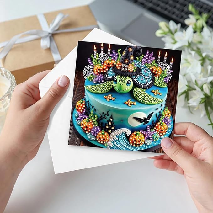 6PCS DIY Xmas Art Greeting Cards Congratulations Cards & Gifts (Turtle) for Home Wall Decor and Office Display Perfect DIY Craft Gift for Adults and Kids