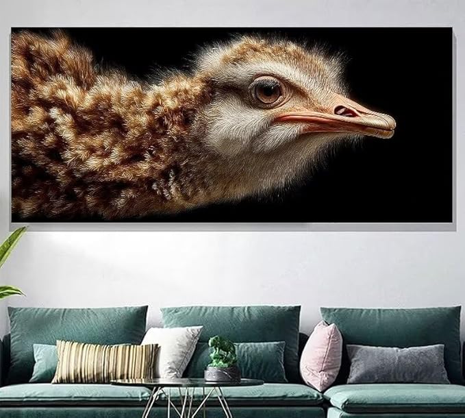 Paint by Numbers Kit for Adults Ostrich Painting by Numbers Animal DIY Kits for Adults Canvas Painting Crafts, Hobbies for Women Beginner for Home Wall Decor Art Gifts Without Frame 12x24Inch 9-4542