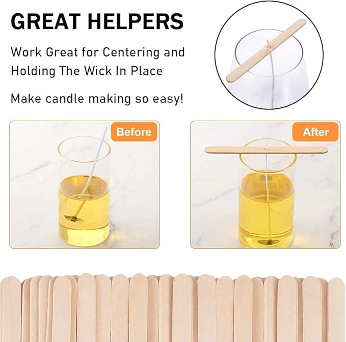 Wooden Candle Wick Holders Pack of 150pcs Wick Centering Devices Candle Wick Bars for Candle Making … (4.5inch - 150pcs)