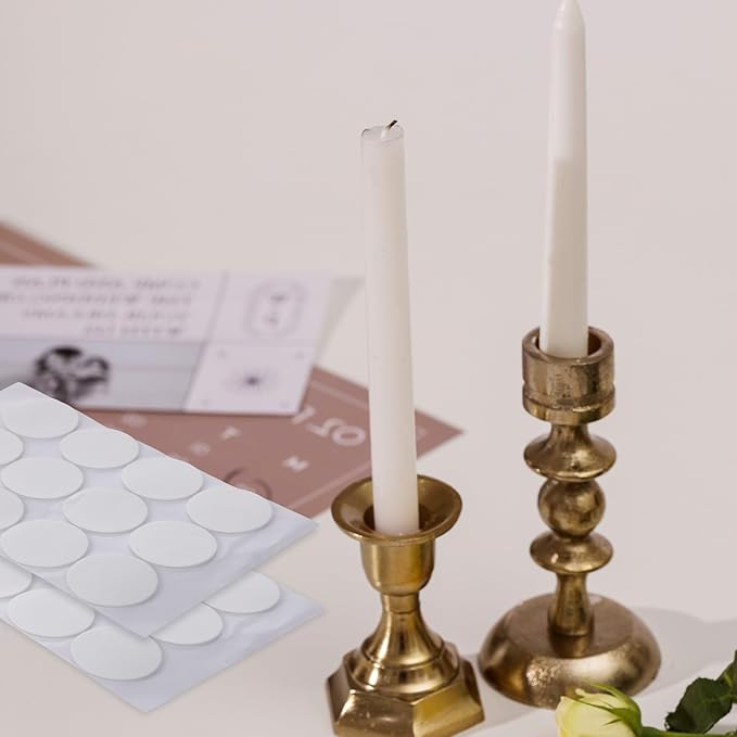 Candle Adhesive, 72Pcs Stay Put Candle Grips Taper White Taper Candles Holders Adhesive candl Grips Sticky Dots Tapers Candles Small Accessories for Holders Inserts