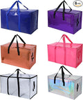 6 Pack Moving Bags Heavy Duty, Extra Large Moving Bags, Moving Supplies, Storage Bags with Handles and Zippers, Waterproof Totes for Storage Saving Packaging Shipping and Travel(Multicolor)