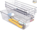 4 PCS Clear Plastic Drawer Organizer, Desk Drawer Divider Organizers and Storage Bins for Makeup, Jewelry, Gadgets for Kitchen, Bedroom, Bathroom, Office (9.0"x3.0"x2.2")