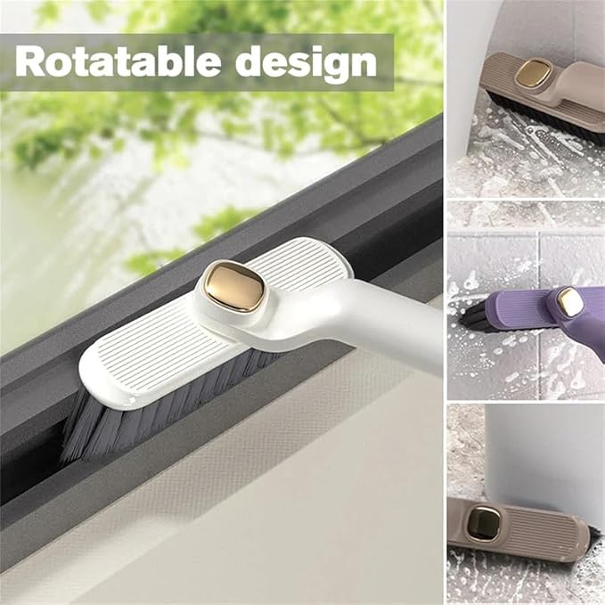 Multi-Function Rotating Crevice Cleaning Brush, 360 Degree Rotating No Dead Corners Hard Bristle Crevice Gap Brush Tool for Bathroom Household Kitchen (Khaki 1pcs)
