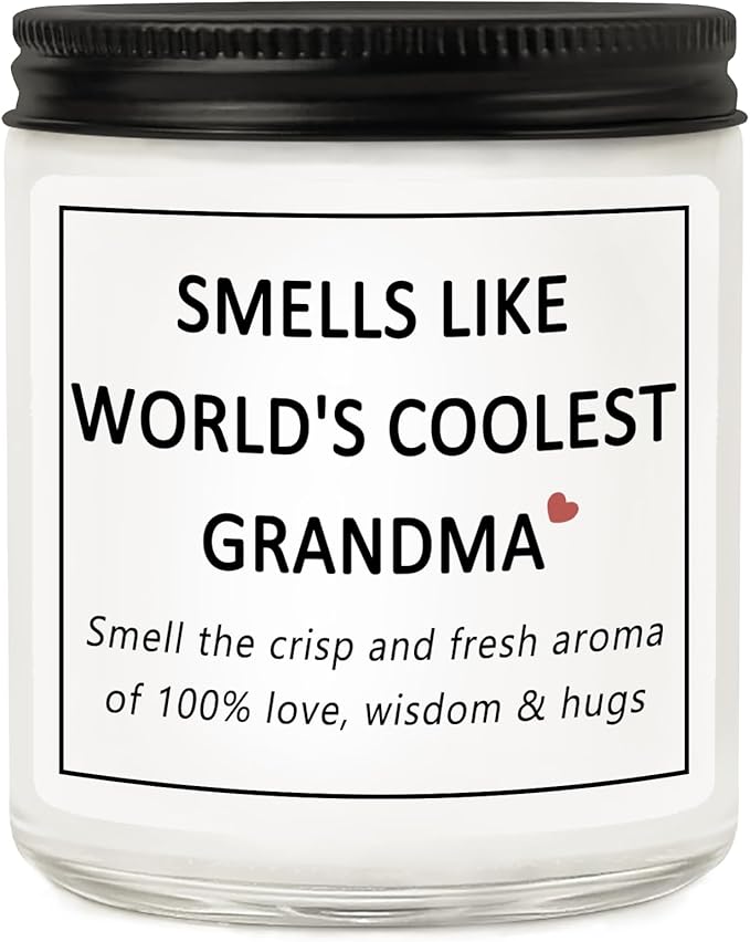 Grandma Gifts, Mothers Day Gift for Grandma from Grandchildren Granddaughter Grandkids, Smells Like World's Coolest Grandma Lavender Candles