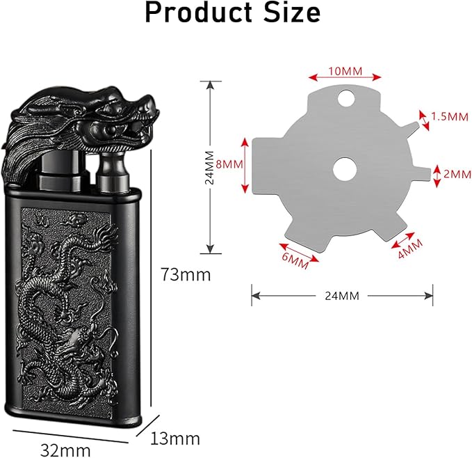 Torch Lighter, Relief Tiger Design Magic Dual Flame Lighter with Adjusting Flame Tool, Creative Windproof Lighter, Cool Jet Flame Butane Lighter, Refillable Butane Lighter for Outdoor Indoor