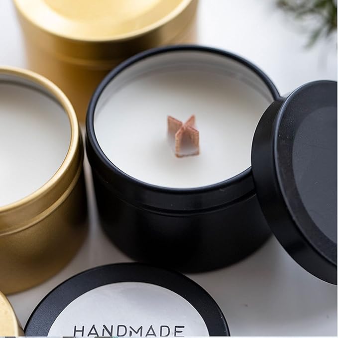Unixing 16PCS 4oz Candle Tins for DIY Candle Making, Metal Round Candle Containers for DIY Candle Making, Arts & Crafts, Storage and Holiday Gifts, Black Gold Rose Gold Silver Candle Tins