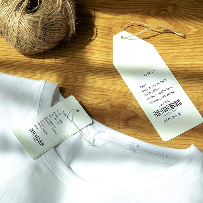 Phomemo Labels for M110 M120 M221 M200 M220 M150 M250 M260 M108 M100 Label Printer, Thermal Paper for Small Business, Barcode, Address, Clothing, Black on White 1.97"x3.15"(50x80mm) 100Label/Roll