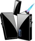 Arc 2 in 1 Jet Flame Torch Lighter - Refillable Butane Electric, USB Rechargeable, Windproof Infinity Lighter for BBQs, Candle, Camping (Black)