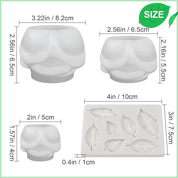 Rose Candle Molds, 4 Pcs Set of Large + Medium + Small 3D Rose Flower Silicone Molds with Leaf Mold for Candle Making, Epoxy Resin Casting, Handmade Soap Clay Plaster Home Décor Mom Gift