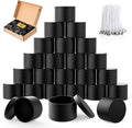 MGLIFEUL Candle Tins Jars Container Vessels for Making 4 8 Oz Black Empty Candle Tins Can Gift Box Packaging Plate with Lids Wax Container Bulk Making DIY Candle (Pure Black, 12pcs-8oz)