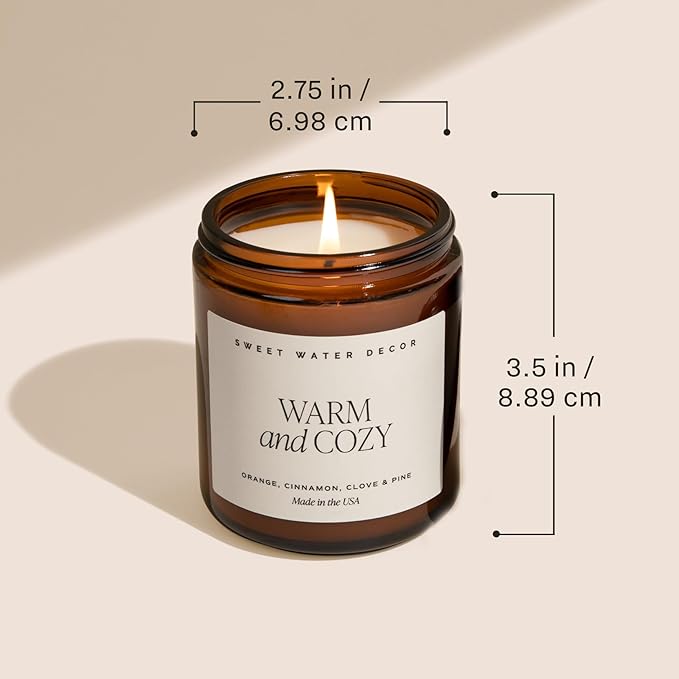 Sweet Water Decor Christmas Soy Candle | Apple Cider, Cinnamon, Clove, Fresh Cut Christmas Tree Scented Candles for Home | 9oz Amber Jar + Black Lid, 40+ Hour Burn Time, Made in The USA