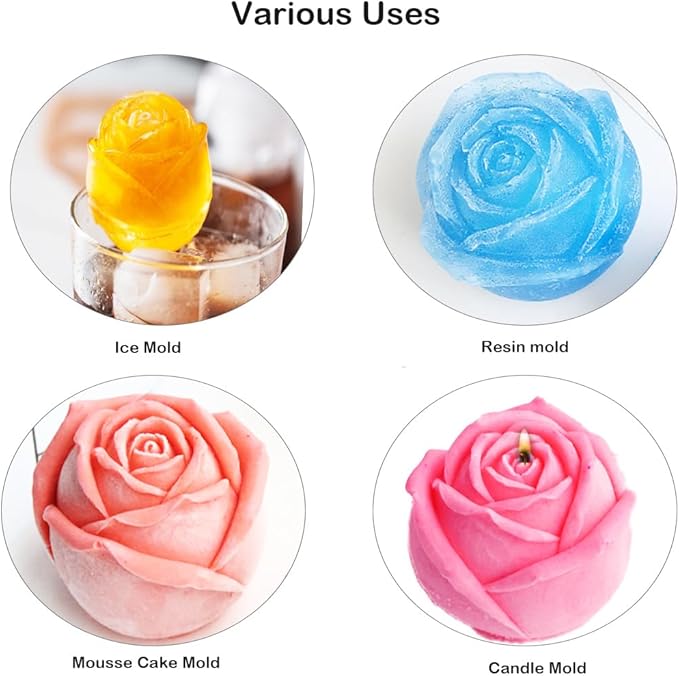 2Pcs Candle Molds for Candle Making Flowers Candle Molds Roses 2.16 inch Peonies 3.94 inch
