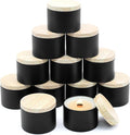 12-Pack Candle Jars, 4oz Candle Tins with Metal Wood-Grain Printing Lids, Empty Metal Candle Jars for Making Candles Bulk Candle Containers -Black