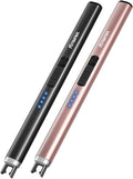 Electric Candle Lighters Arc Windproof Flameless USB Rechargeable Lighter for Cooking BBQs Fireworks (2 Pack - Black&Rose Gold)