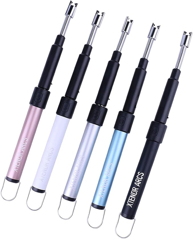 V2 Extendable 2.5 Feet. Arc Extra Long Lighter, Flameless Fireplace Stove Electric Candle Lighter, Long Neck for Pilot Light, Grilling, Firepit, Kitchen, BBQ (Silver)