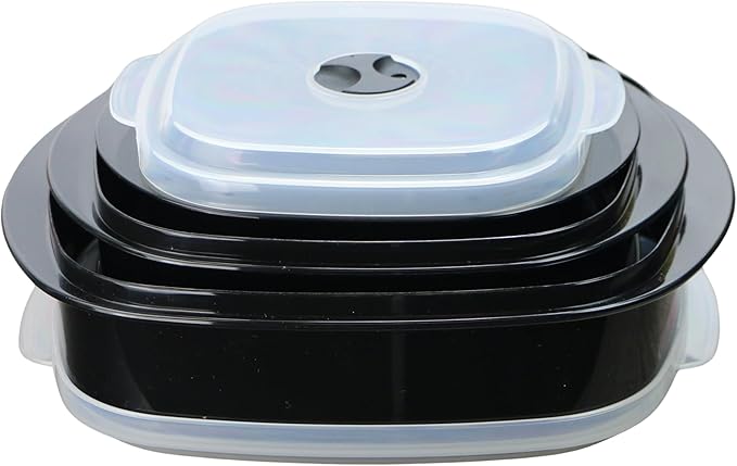 Reston Lloyd Nesting Microwave Containers, Adjustable Steam Vents, Airtight, Meal Prep, Durable BPA-Free Plastic- Freezer & Dishwasher Safe, Cookware & Food Storage, Anyday Cookware, Gray (Pack of 18)