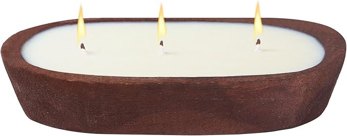 Scented Candles for Home, YeeQue Coffee Candle with Large Wooden Bowl Design for Women,Girl Birthday Gift 3 Wicks, 12oz