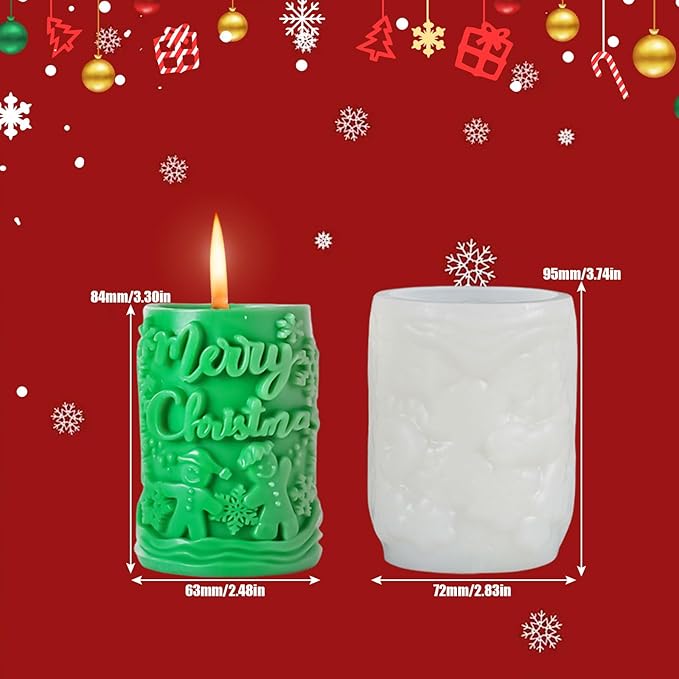 Elk Candle Moulds for Candle Making, Deer Pattern Pillar Candle Mold, Christmas Reindeer Silicone Mold for Soy Wax Candle, Aromatherapy Candle, Gypsum, Plaster, Home Decor (Snowman Molds)