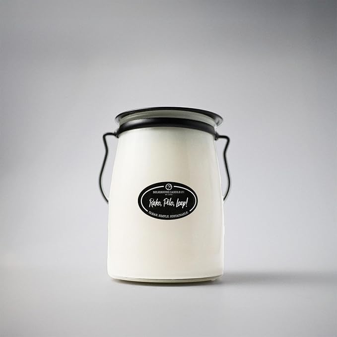 Milkhouse Candle Company - Rake, Pile, Leap! - Creamery Collection - 22oz Single Cotton Wick Soy Candles with Beeswax - Long Burn Time, Made in The USA - Non Toxic, Premium Scented Candles