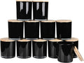 SHOWIN Thick Candle Jars for Making Candles 12 Pcs, 14 OZ Empty Jars with Wood Lids for Candle Making, Sample Container, Inner Black