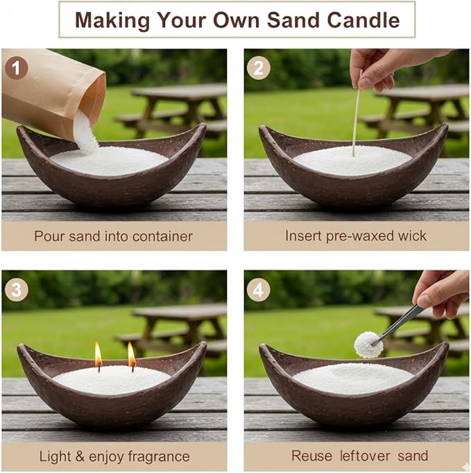Monivi Scented Candle Sand with Wicks 1.1lb White Pearled Candle Beads Sand Candles with Wicks for Mothers Day Gift 85 Burn Hours Refillable Candle Wax for DIY Candle Making(Scented Vanilla)
