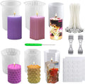 6Pcs Silicone Candle Molds Set for Candle Making, Bubble Pillar Candle Mold, 3D Hexagonal Cylinder Candle Mold, Silicone Mold for Soy Wax, Soap, DIY Scented Candle