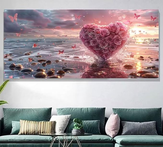 Paint by Numbers Kit for Adults Flower Painting by Numbers Sea DIY Kits for Adults Canvas Oil Painting Crafts, Hobbies for Women Beginner for Home Wall Decor Art, Gifts Without Frame 32x64Inch O-9065