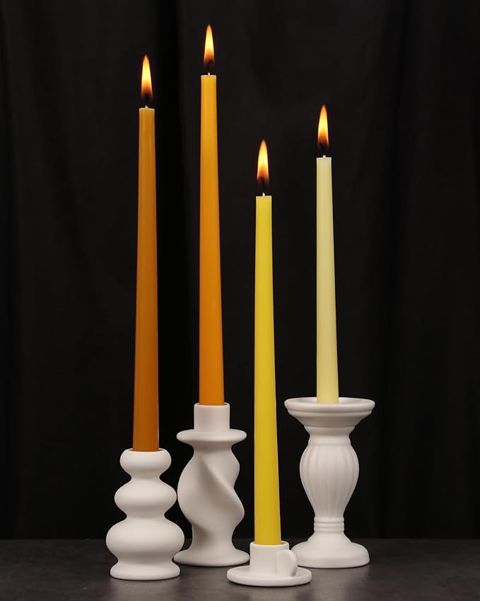 Viyffo Taper Candles, 12 Inch, 20 Pack, Yellow – Unscented, Smokeless Design, Up to 8-Hour Burn – Tall Candlesticks for Table Decor, Weddings & Dinners