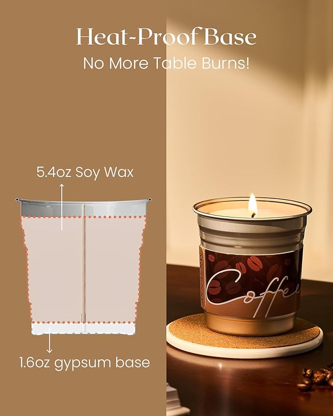 M&SENSE Cappuccino Coffee Scented Candles, Soy Wax 7oz 42 Hours Long Lasting Clean Burn, Small Fall Candle for Kitchen, Holiday Aromatherapy Gifts for Coffee Lovers, Cozy Winter Home Decor