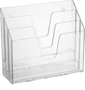 Acrimet Horizontal Triple File Folder Holder Organizer, Open Top Desktop Document Sorter for Letter Size Papers & Folders, Plastic (Clear Crystal)