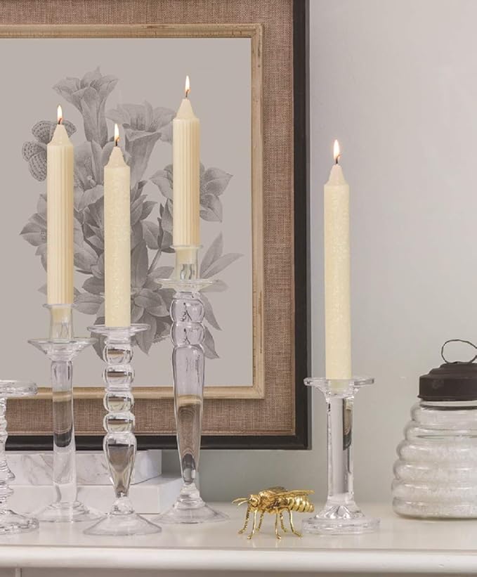 Root Candles 4-Count Unscented Dinner Candles Dripless Beeswax Enhanced Grecian Collenette Boxed Candle Set, 7-Inch, Ivory