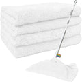 4 Pcs Extra Large Microfiber Cleaning Cloth, 30"x20" Washable Reusable Floor Cloth for Squeegee Mop House Floor Kitchen Car Window Highly Absorbent, Lint and Streak Free (White)