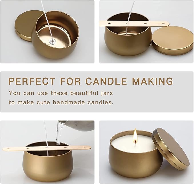 8oz Candle Tins 24 Pieces,Candle Jars Candle Containers with Lids, 8 oz, for Candles Making, Arts & Crafts, Storage, and Gifts (BLACK 12PCS+GOLD 12PCS)