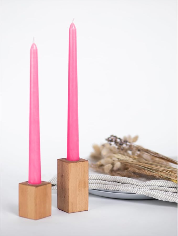 CANDWAX 10 inch Pink Taper Candles Set of 4 - Unscented Smokeless Dripless Tall Candle Sticks - Perfect as Easter Candles and for Holidays, Ordinary Dinners and Special Occasions - Pink Candlesticks