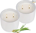 2-Pack Citronella Candles in White Ceramic Jars - 2 Cotton Wicks, Citronella Oil with Elegant White Pillar Design Perfect for Outside Patio, Camping & Garden, Summer Gifts for Indoor Home