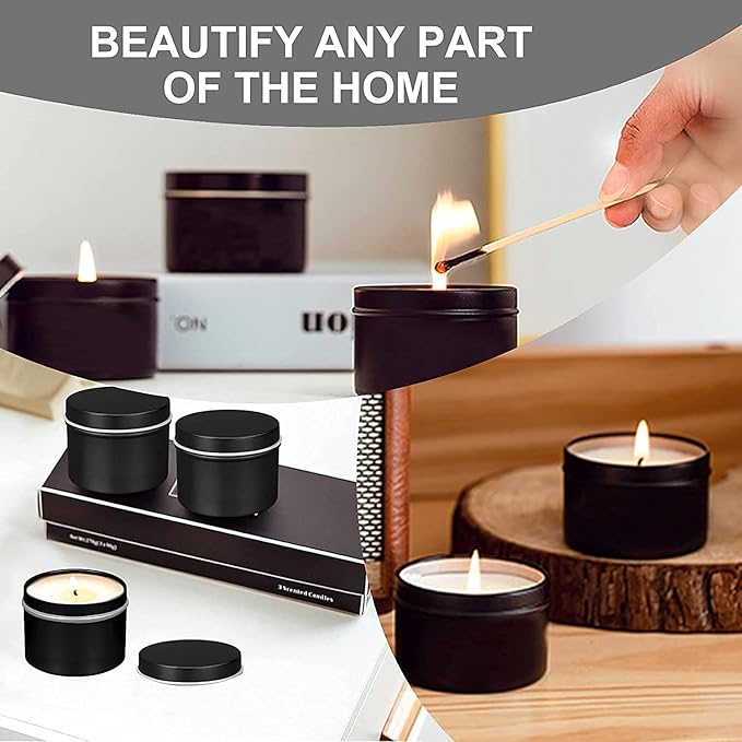 DINGPAI Candle Tins - 27 Black Metal Containers, 2oz Each, DIY Candle Making, Arts & Crafts, Storage & Gifts