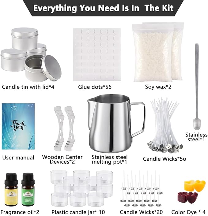 Omana Candle Making Kit for Adult Beginners Make Your Own Candles with DIY Starter Set Premium Soy Wax Maker All in Pack Easy Supplies Accessories Guide Aromatherapy Gift