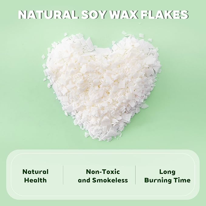 100% Natural Soy Wax Flakes for Candle Making, Eco-Friendly,Farm-Sourced, No Additives, Clean Burning, DIY Candle Supplies, Safe and Pure, 2 LBS