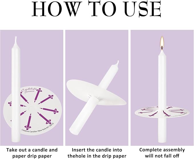 200 White Church Candles with Drip Protectors - 5-Inch Unscented Devotional Candles for Candlelight Vigil & Prayer Services, No Smoke Clean Burning Taper Candles in Bulk