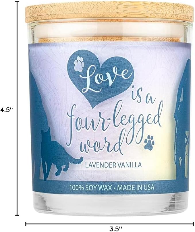 One Fur All Pet House Sentiments Candle - Lavender Vanilla - Gift for Pet Lover - Pet Odor Eliminator Candle - Plant-Based Wax Candles - Non-Toxic - Pet-Friendly