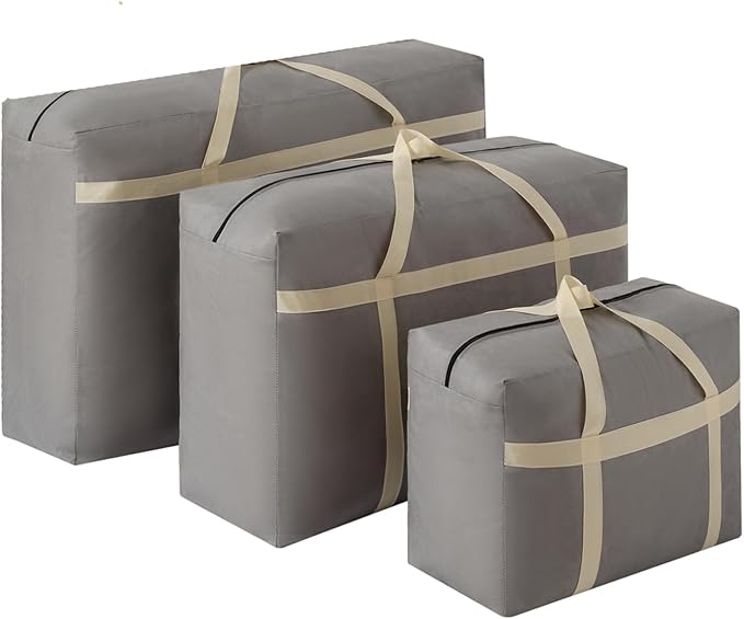 3 Pack 150L Extra Large Moving Bags with Zippers & Carrying Handles, Heavy-Duty Storage Tote Moving Boxes for Space Saving(grey, 3Pack*150L)