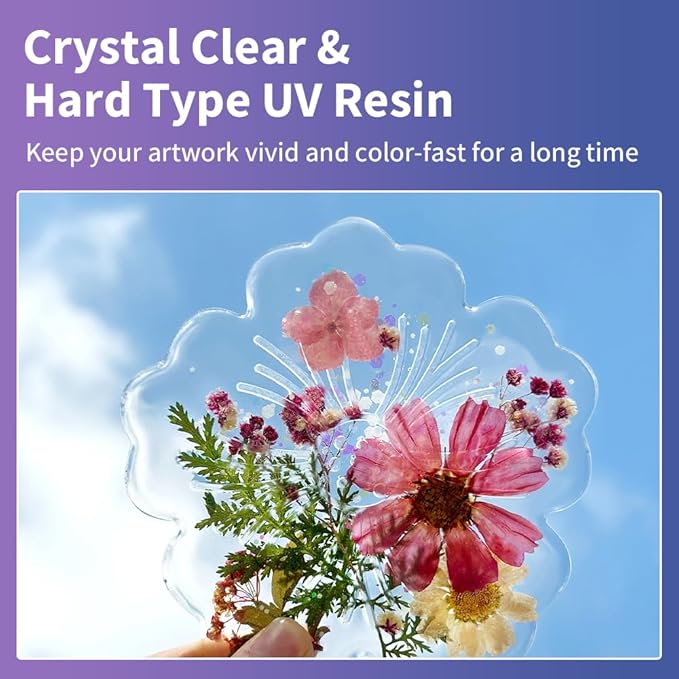 Honcaring UV Resin 500g, Clear Beginner-Friendly Kit with Silicone Tools, Upgraded Formula & Crystal Clear for Jewlery Making, Craft, 250g*2 Resin UV Kit for Earring, Pendant, DIY