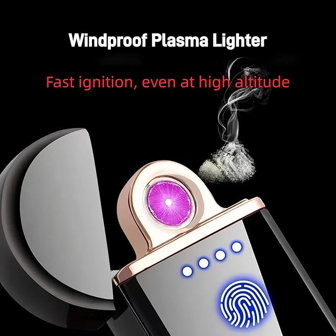 Spinning Arc Lighter, Windproof Flameless Electric Lighter, Touch Sensor Electronic Lighters, USB Rechargeable, with Dynamic Cool LED Lights, Dragon (Polished Gold)