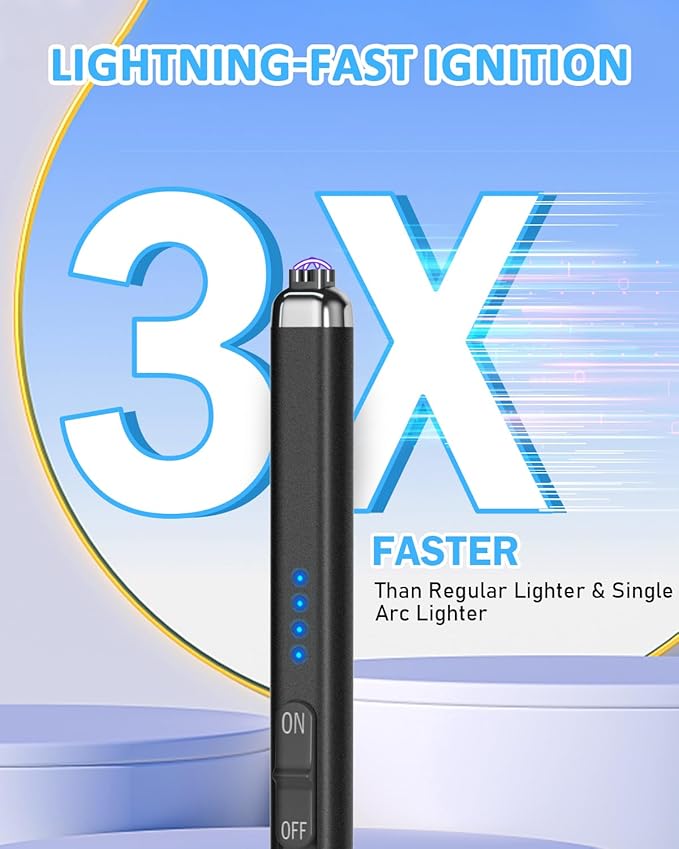 Electric Candle Lighter Valentine's Day Gifts for Women Mom Men Dual Arc USB Rechargeable Windproof Lighter for Candle BBQ Birthday Camping Gift Idals (Black)
