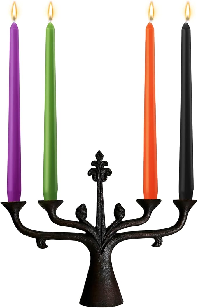 MTLEE 16 Pcs 10 Inch Long Tapered Candle Stick Bulk Smokeless Unscented Burning Candlestick Paraffin Wax with Cotton Wick for Valentine's Day Baby Shower Wedding Holiday Party Church (Spooky Color)